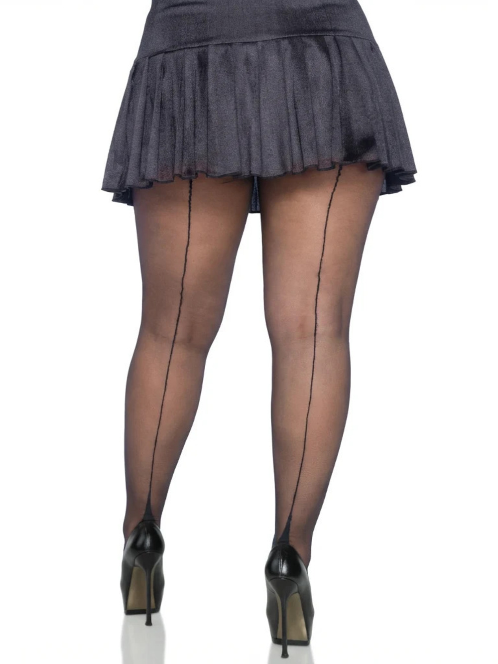 Leg Avenue - Nyx Sheer Cuban Heel Tights - BLACK